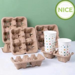 Khay bột giấy đựng trà sữa