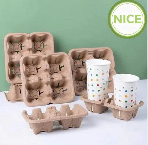 Khay bột giấy đựng trà sữa