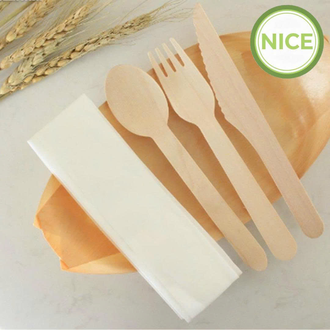 Dao muỗng nĩa bộ dụng cụ ăn uống từ bột gỗ