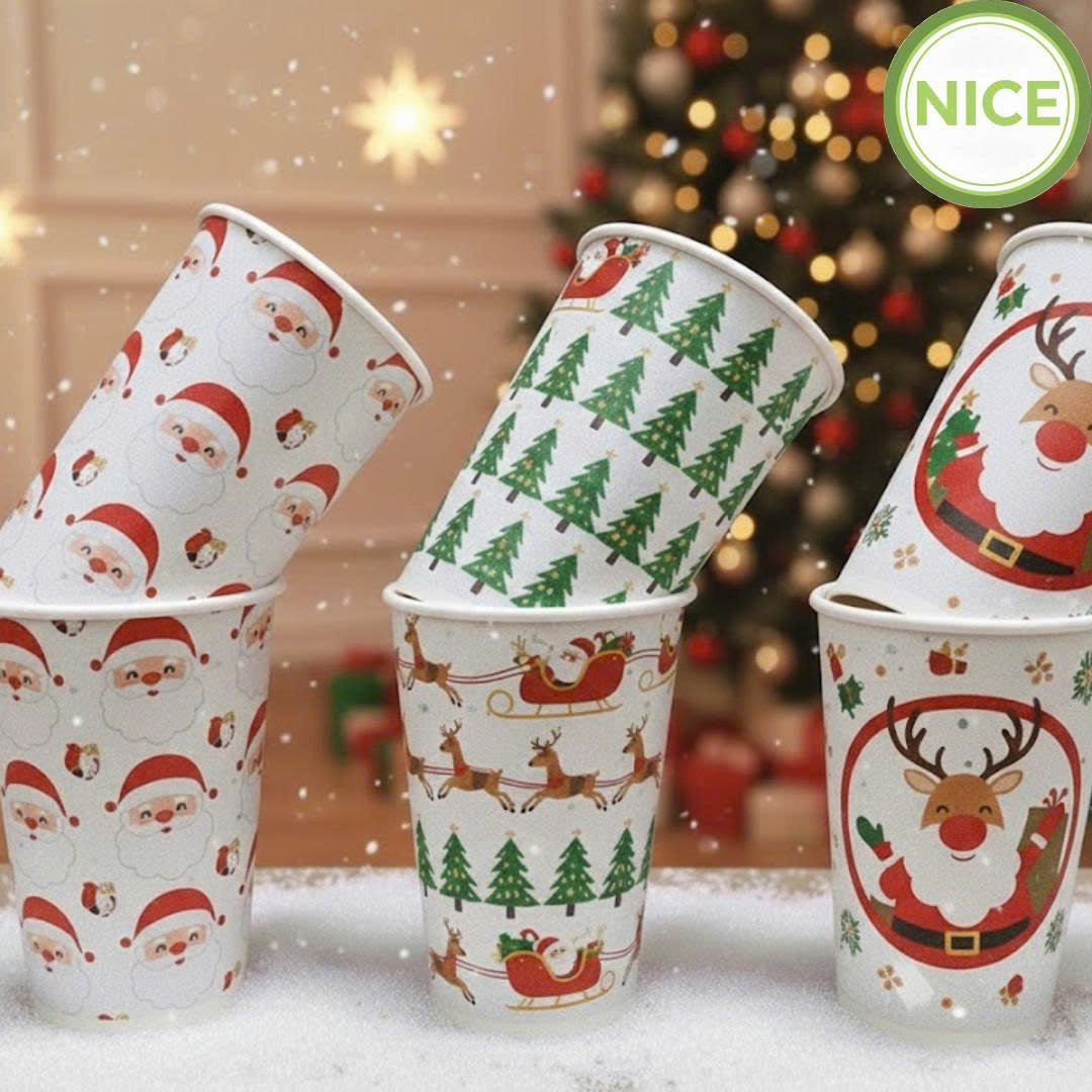 Ly giấy kim tuyến đựng trà sữa, cà phê cho mùa giáng sinh ấm áp, rộn ràng